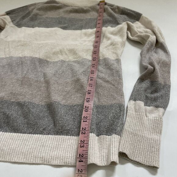 Express Sweater Sparkly Striped Long Sleeve Pullover Lightweight Medium - Picture 8 of 10